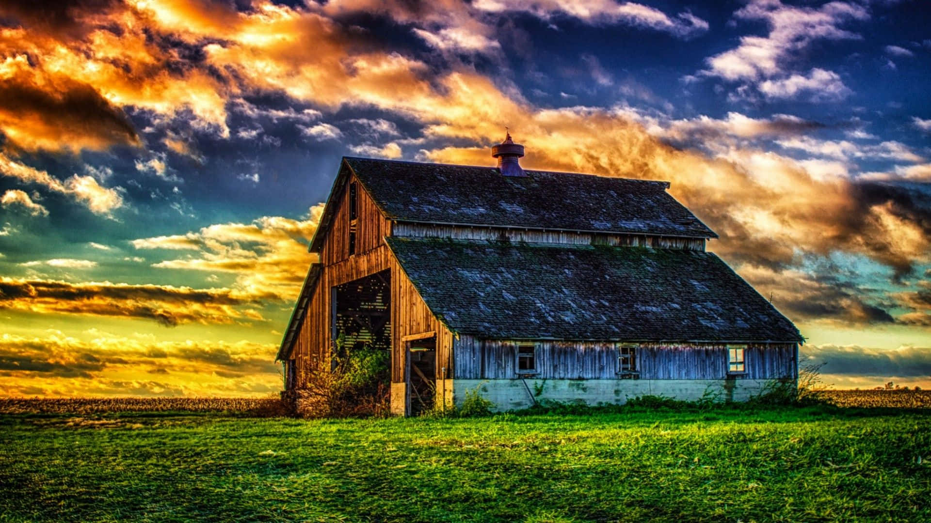 Fall Barn, 1920 x 1080, autumn colors, Full HD Desktop Wallpaper