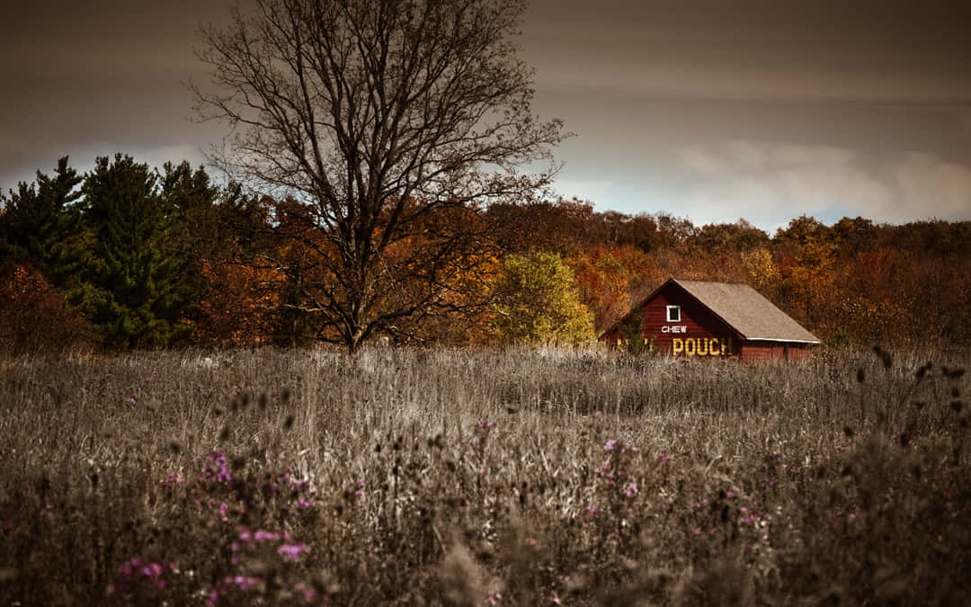 red barn, POUCH, autumn sky, SD Desktop Wallpaper