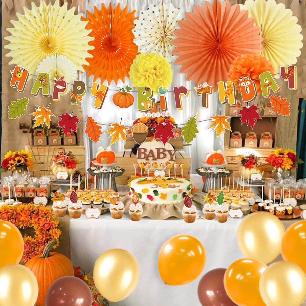 Fall Birthday, orange, yellow, SD Desktop Wallpaper