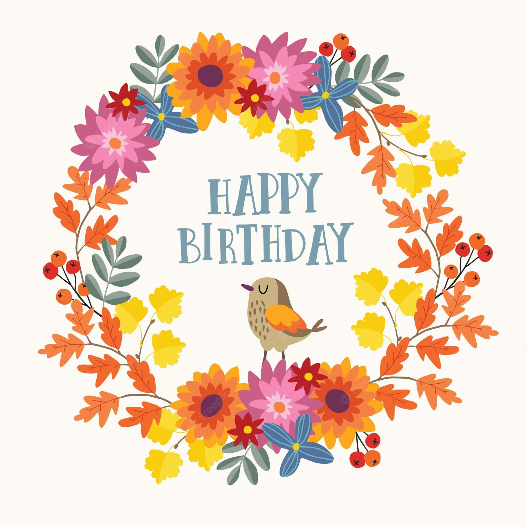 Fall Birthday, autumn leaves, colorful flowers, Full HD Desktop Wallpaper