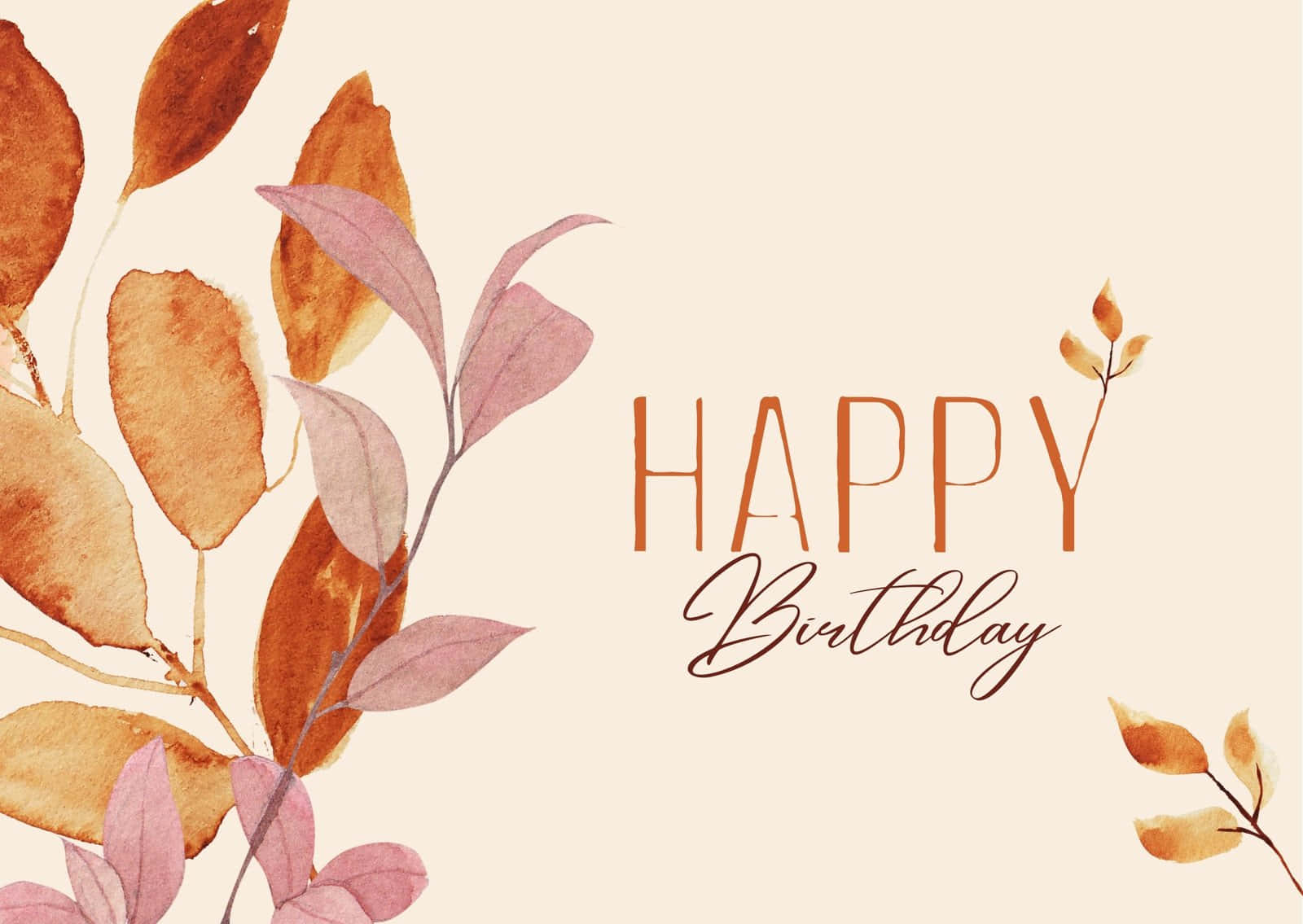 Fall Birthday, watercolor autumn leaves, warm tones, HD Desktop Wallpaper