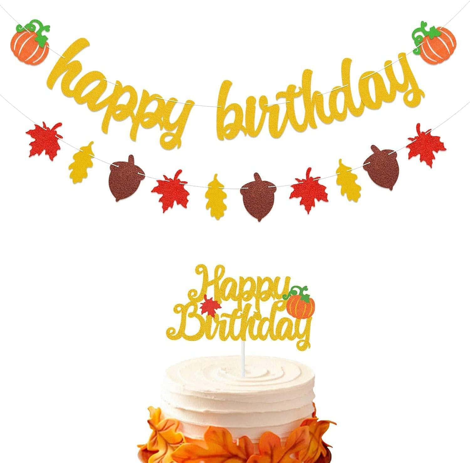 fall birthday, glittery gold text, red yellow brown fall leaves, HD Desktop Wallpaper