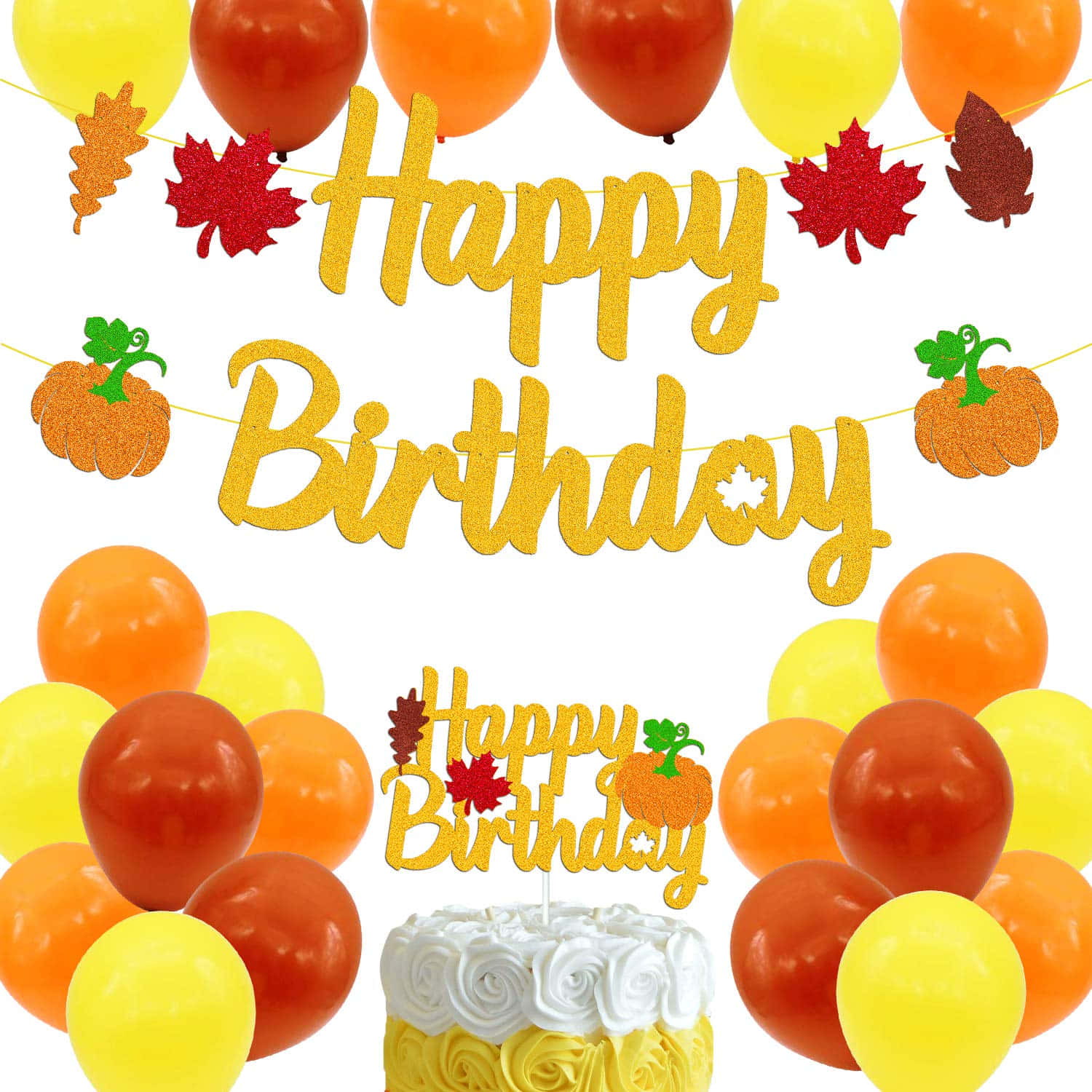 Fall Birthday, Happy Birthday, orange and yellow balloons, HD Desktop Wallpaper