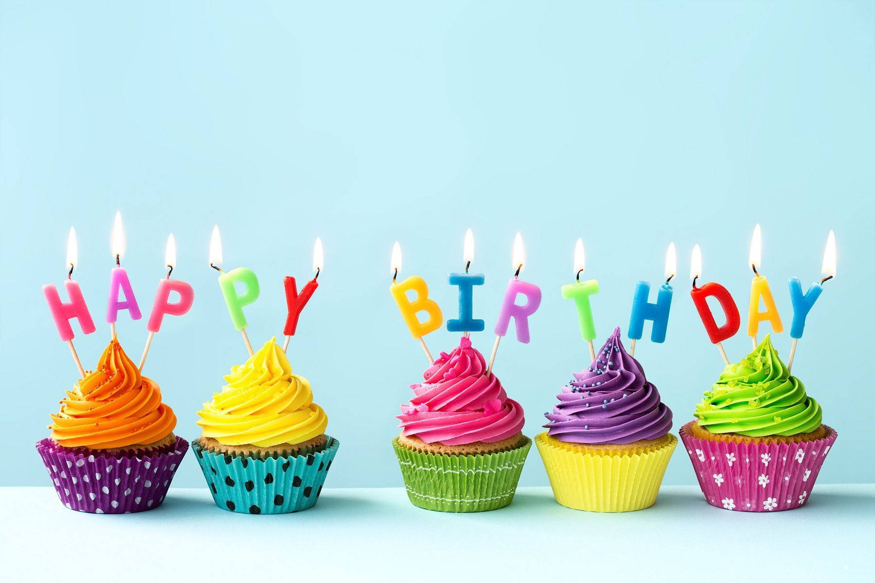 HAPPY BIRTHDAY, rainbow frosting, lit letter candles, HD Desktop Wallpaper