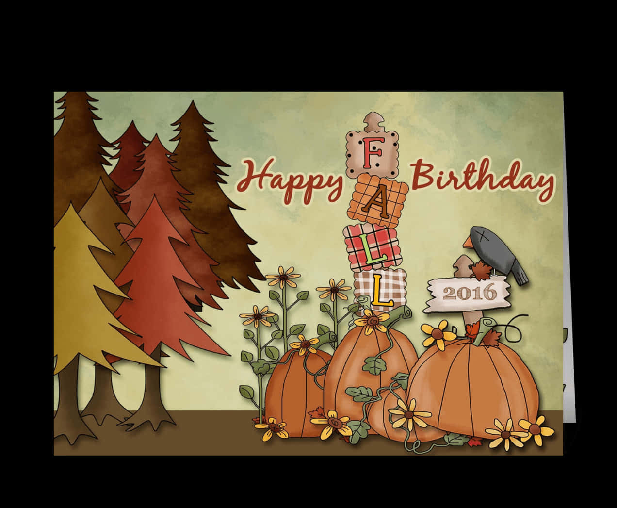 pumpkins, sunflowers, FALL letter tower, SD Desktop Wallpaper
