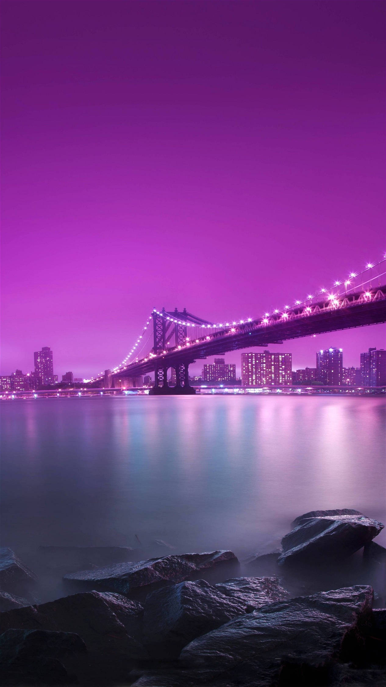4K, Android, purple bridge, Full HD Phone Wallpaper