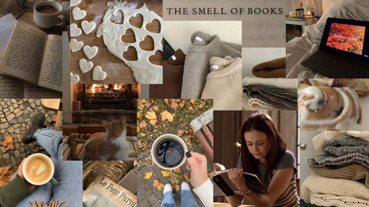 autumn, books, warm drinks, SD Desktop Wallpaper