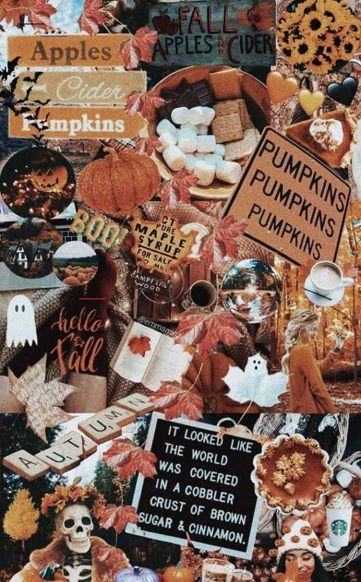 Fall landscape, pumpkins, apples, SD Phone Wallpaper