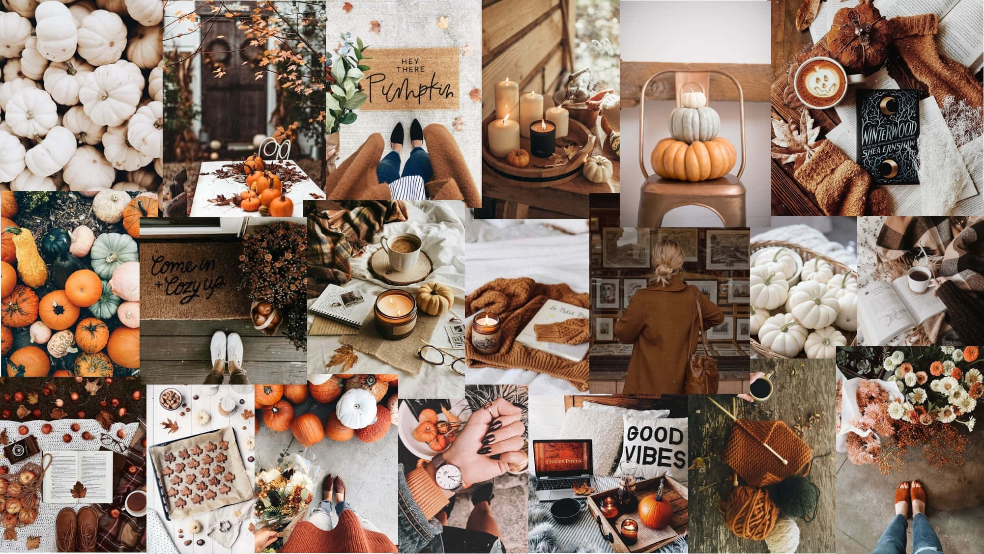 Fall, pumpkins, candles, Full HD Desktop Wallpaper