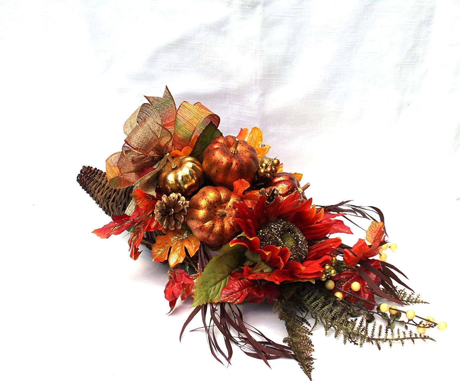 Fall Cornucopia, pumpkins, pinecones, HD Desktop Wallpaper