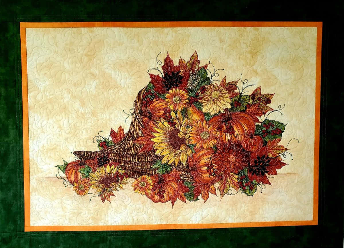 Fall Cornucopia, pumpkins, sunflowers, SD Desktop Wallpaper