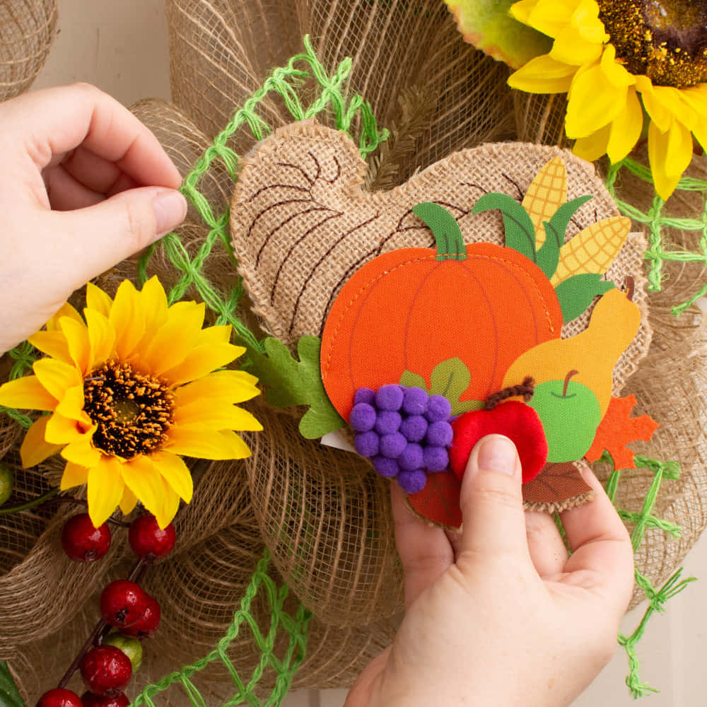 rustic fall wreath, burlap, sunflowers, SD Desktop Wallpaper