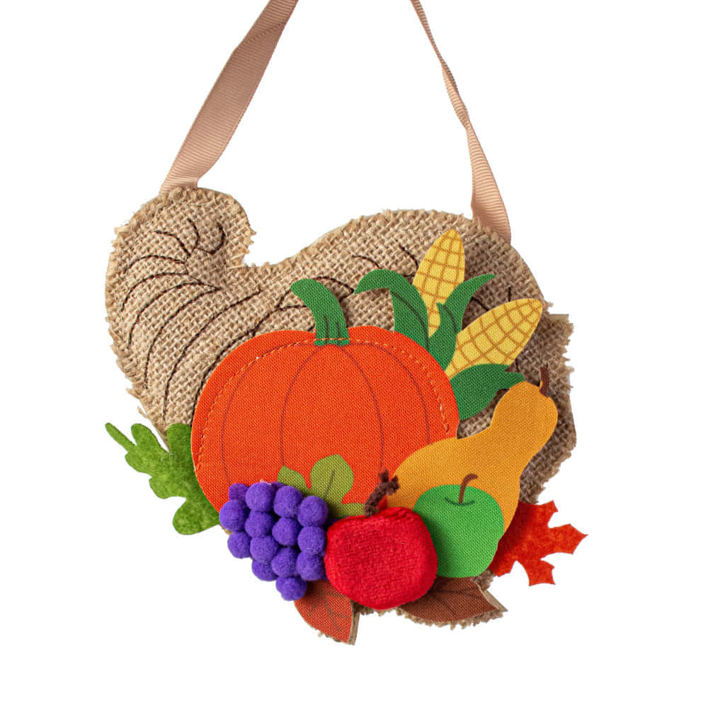 fall cornucopia, felt turkey-shaped wall hanging, pumpkins, SD Desktop Wallpaper