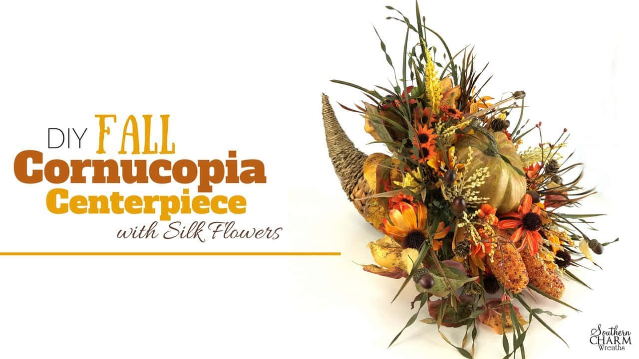 Fall Cornucopia, silk flowers, pumpkins, HD Desktop Wallpaper