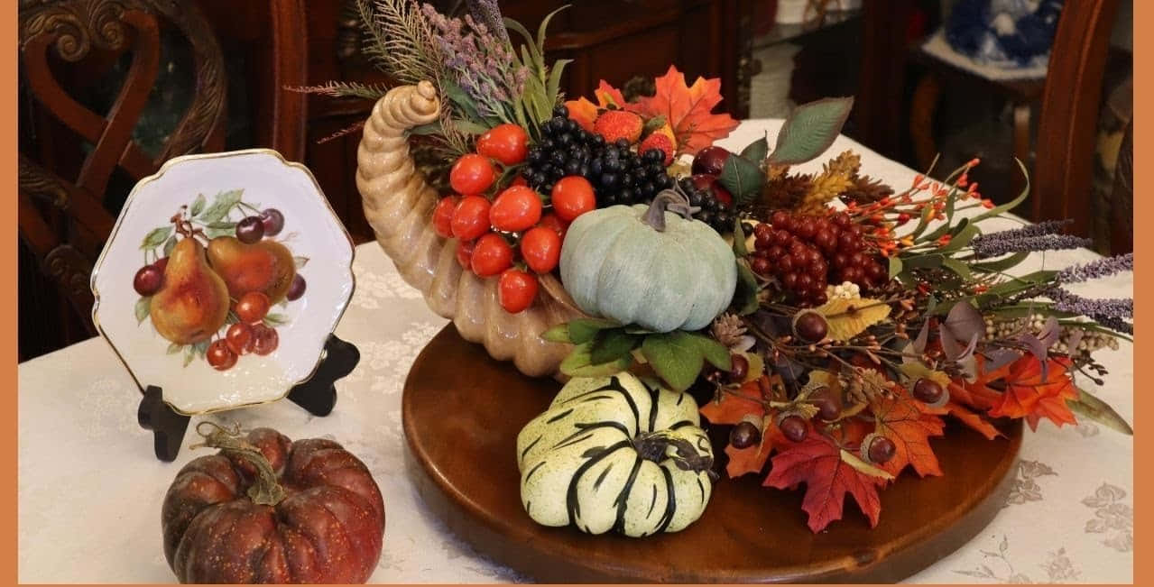 Fall Cornucopia, pumpkins, berries, SD Desktop Wallpaper