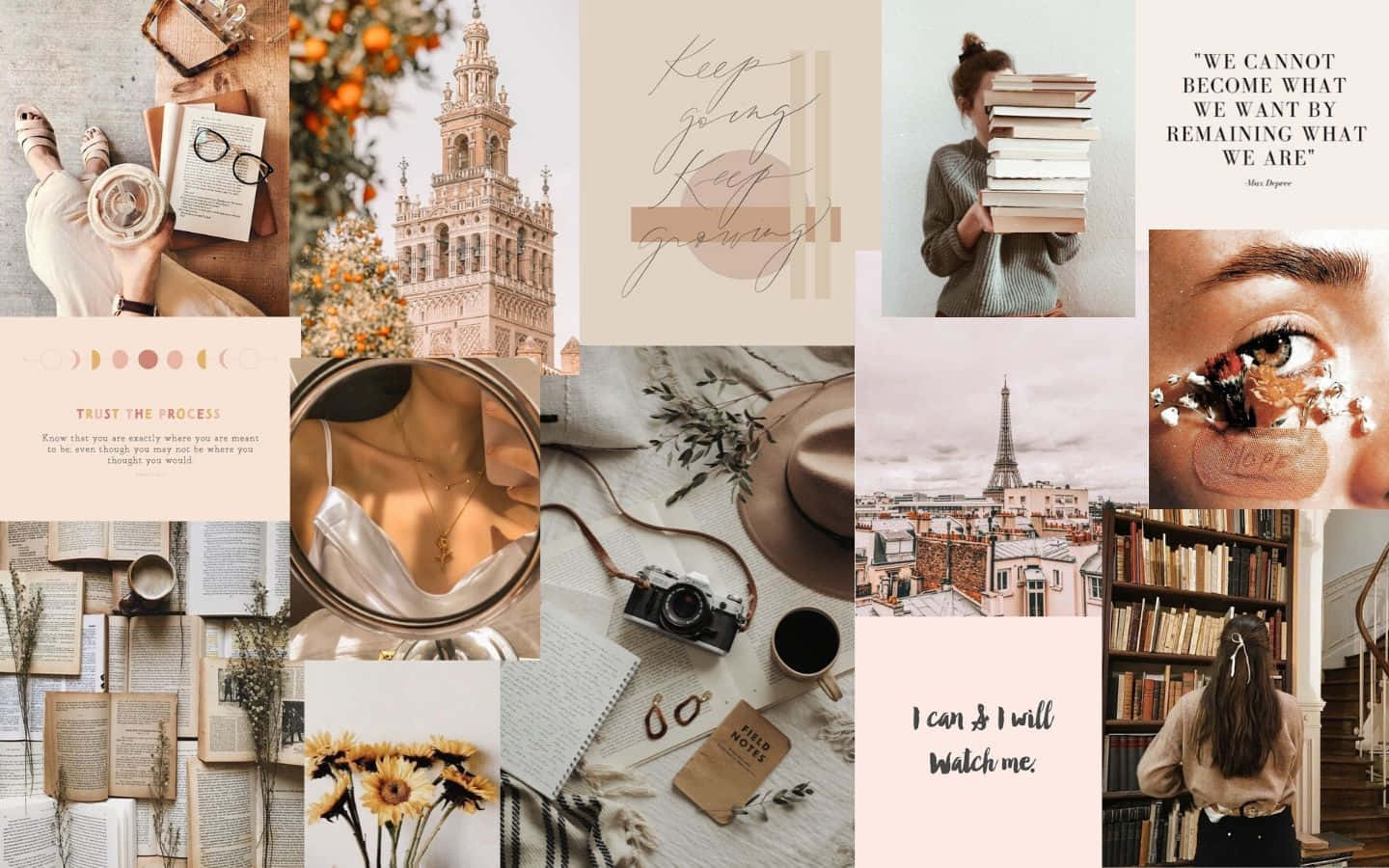 Fall Collage Desktop Screensaver, cozy lifestyle moments, books, HD Desktop Wallpaper