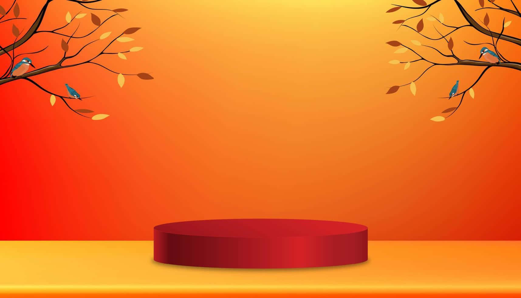 Fall Festival, red circular podium, golden floor, HD Desktop Wallpaper