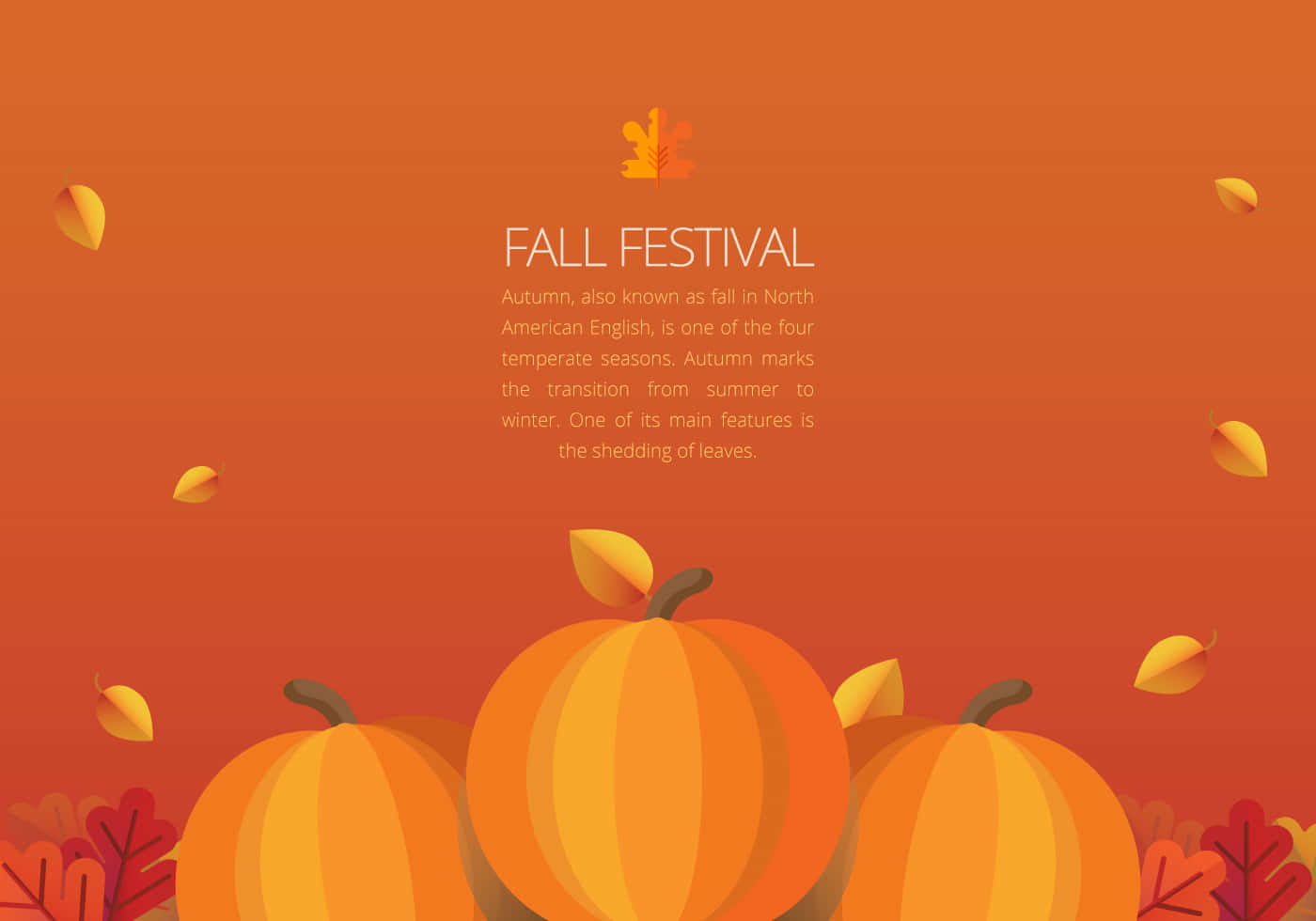 Fall Festival, vibrant orange gradient, stylized pumpkins, HD Desktop Wallpaper