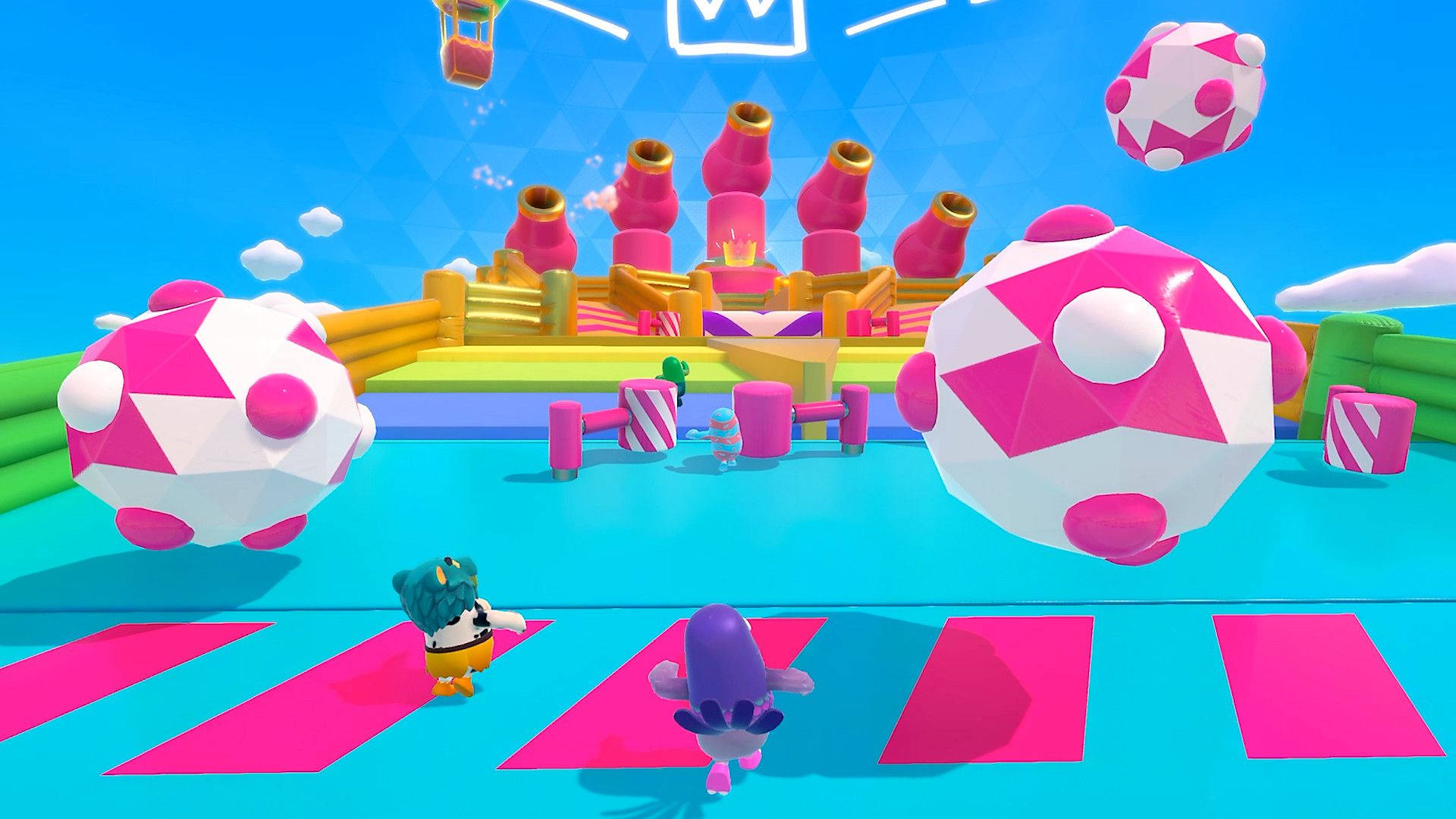 Fall Guys, Bouncing Ball Level, bright pink platform, Full HD Desktop Wallpaper