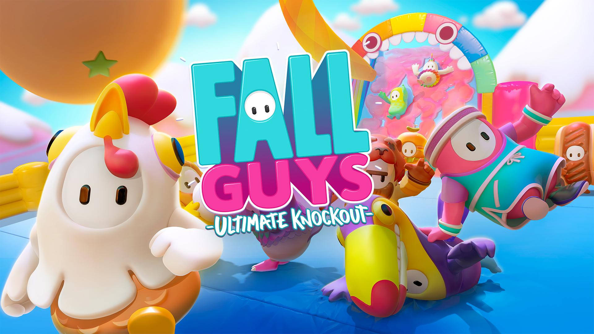 Fall Guys Ultimate Knockout, colorful cartoon characters, vibrant game arena, Full HD Desktop Wallpaper