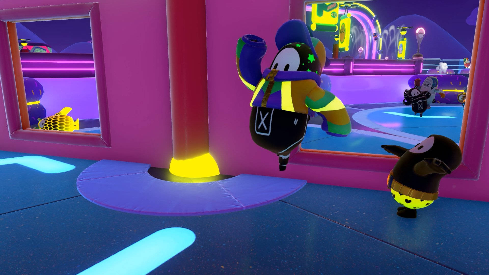 Fall Guys Ultimate Knockout, chopper cap, cartoon penguin character, Full HD Desktop Wallpaper