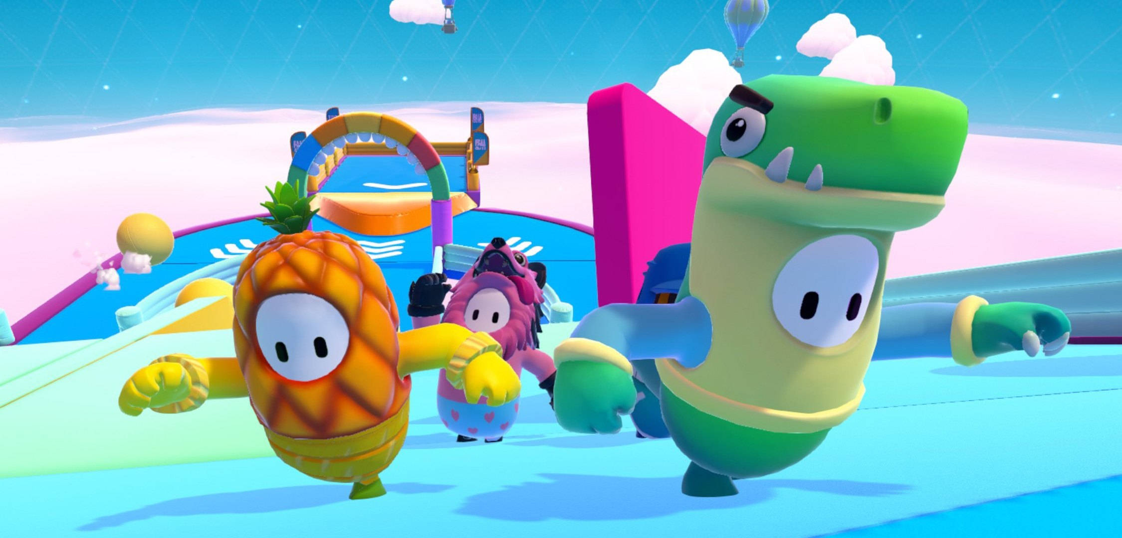 Fall Guys Ultimate Knockout, pastel game arena, rainbow obstacles, Full HD Desktop Wallpaper