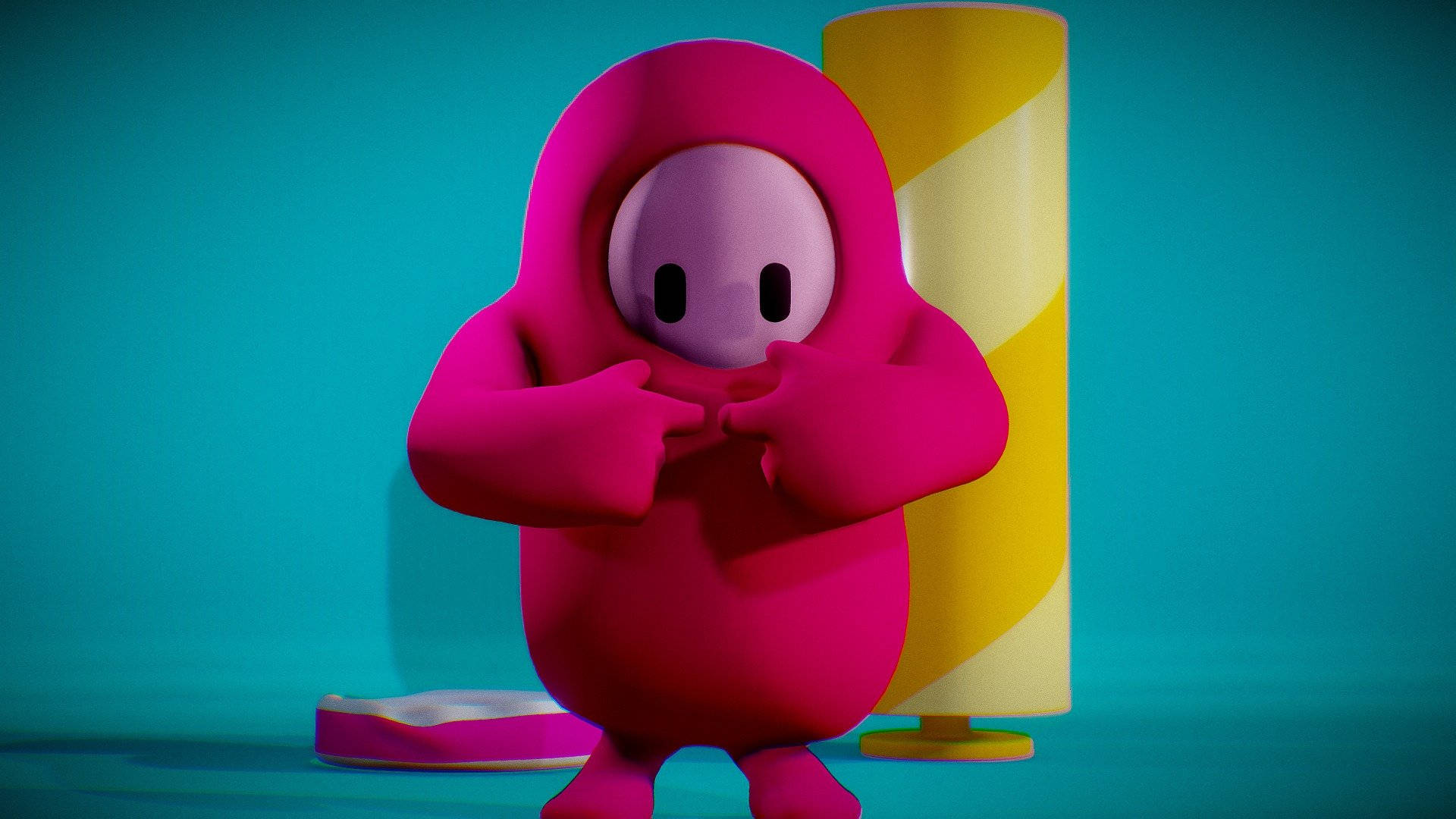 Fall Guys Ultimate Knockout, shy character, bright pink, Full HD Desktop Wallpaper