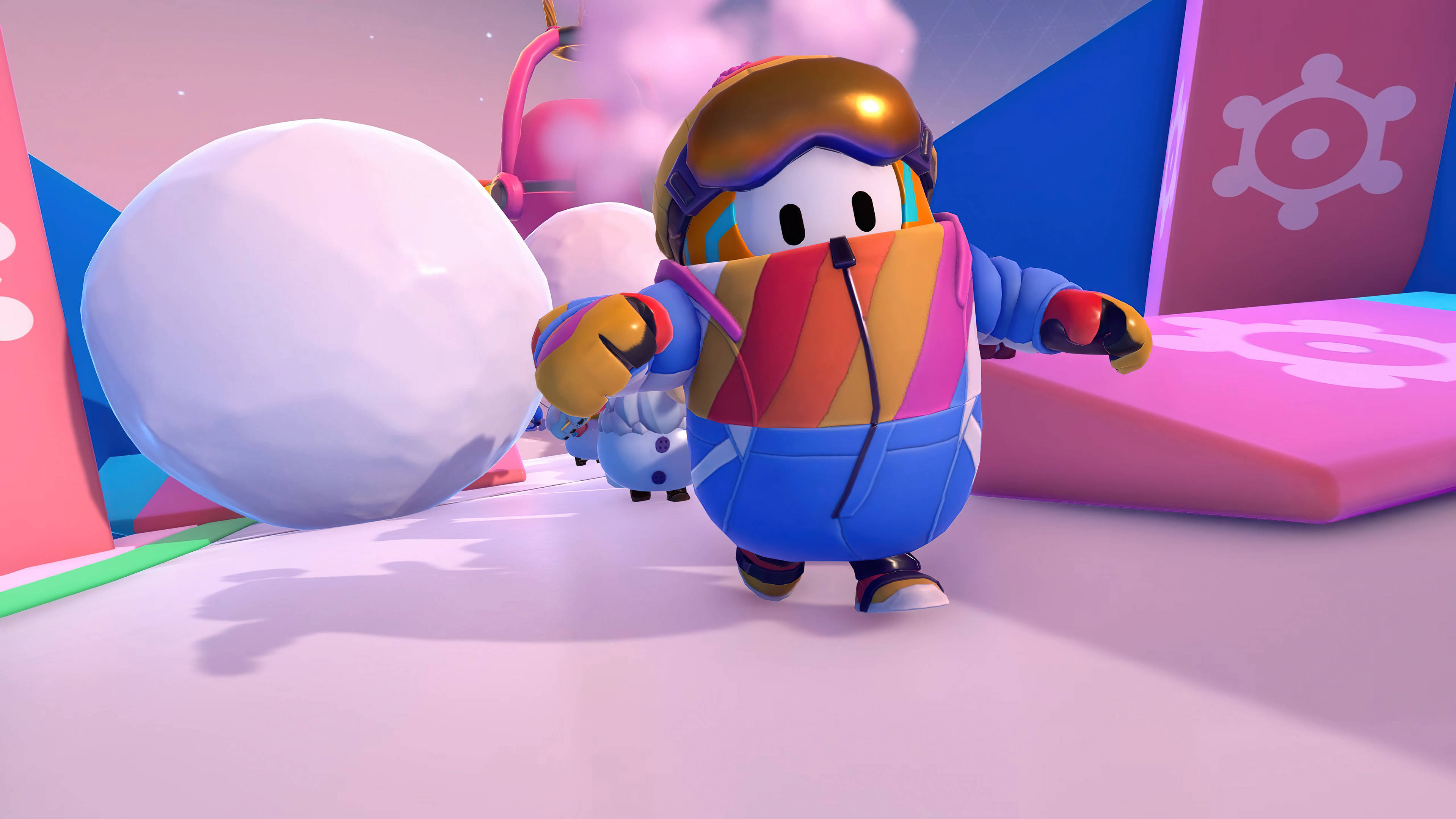 Fall Guys Ultimate Knockout, slopes, snowboarding outfit, 4K Desktop Wallpaper
