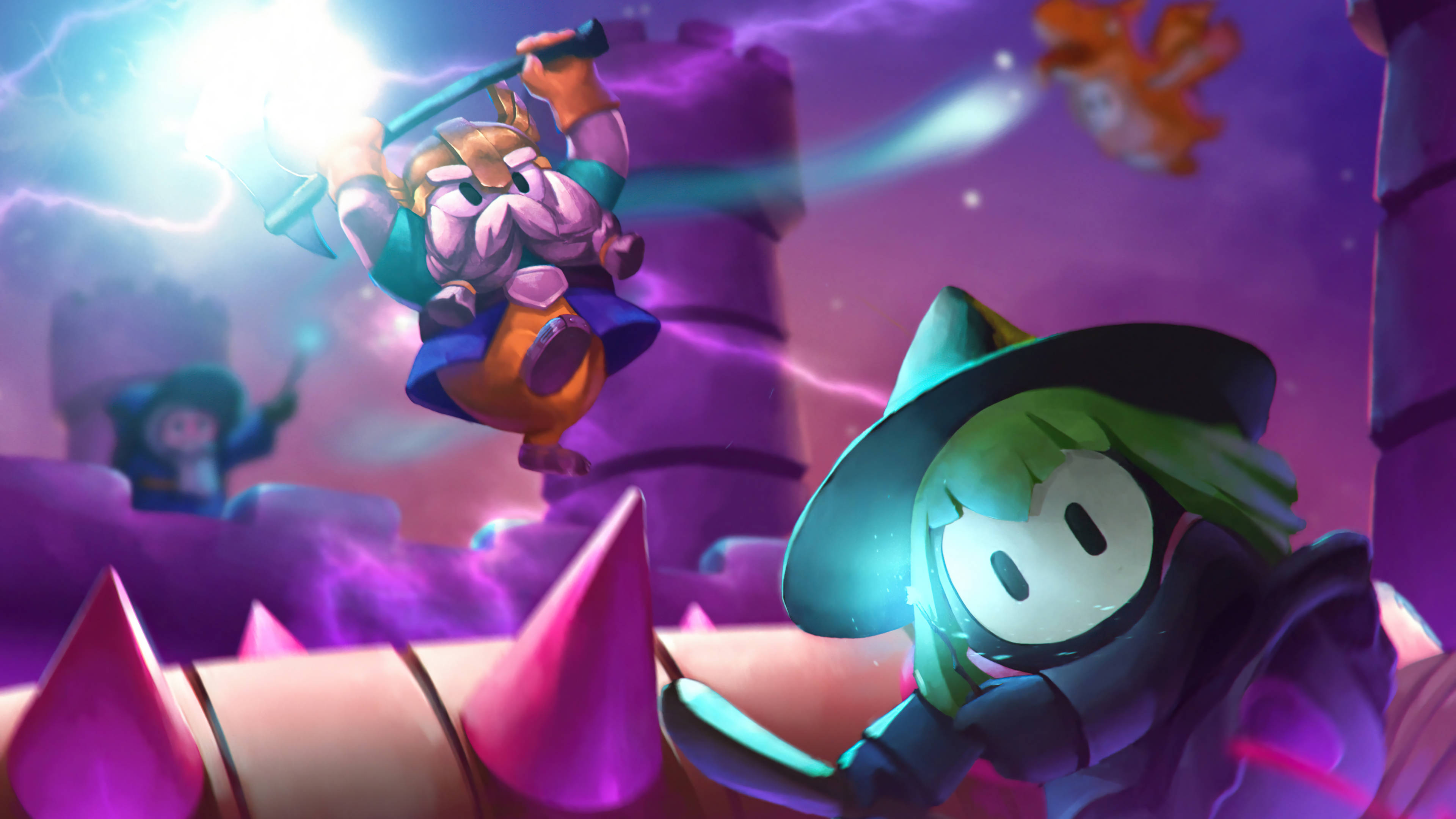 Fall Guys Ultimate Knockout, witch, barbarian, 4K Desktop Wallpaper
