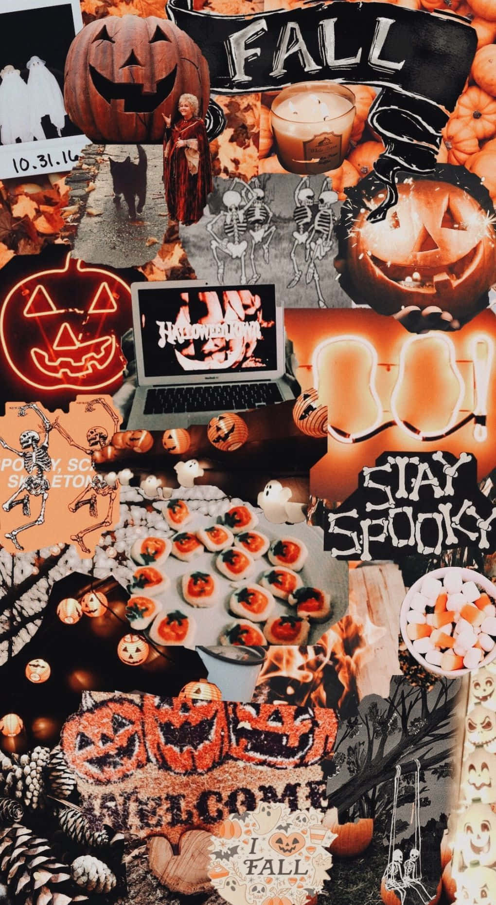 Halloween Tumblr Aesthetic, pumpkins, skeletons, HD Phone Wallpaper