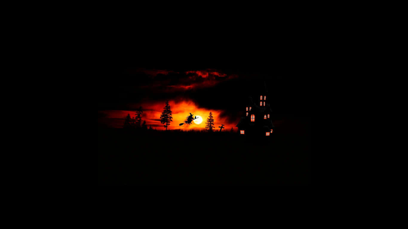witch, broomstick, haunted castle, HD Desktop Wallpaper
