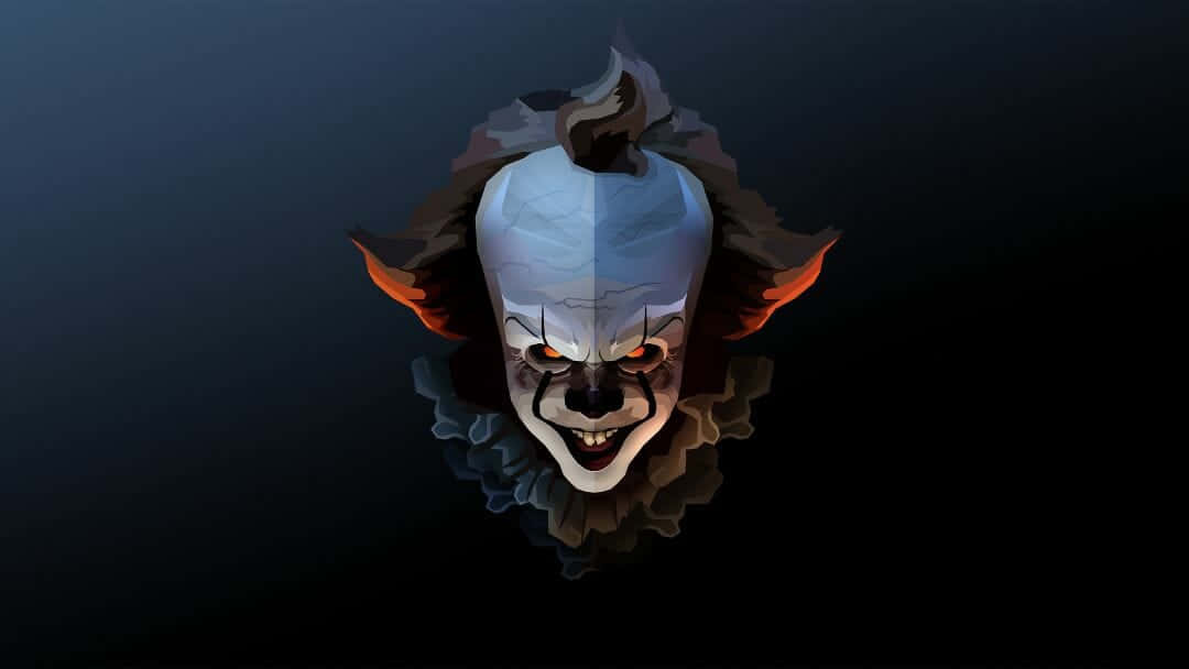 minimally, menacing clown, glowing orange eyes, SD Desktop Wallpaper