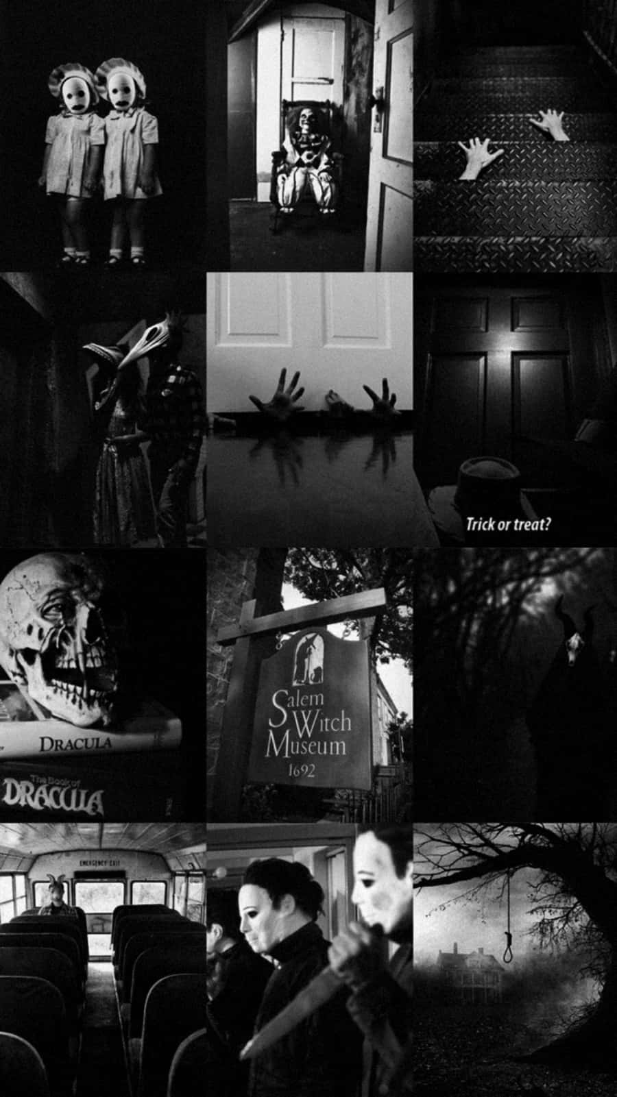 Halloween, tumblr aesthetic, black and white collage, HD Phone Wallpaper