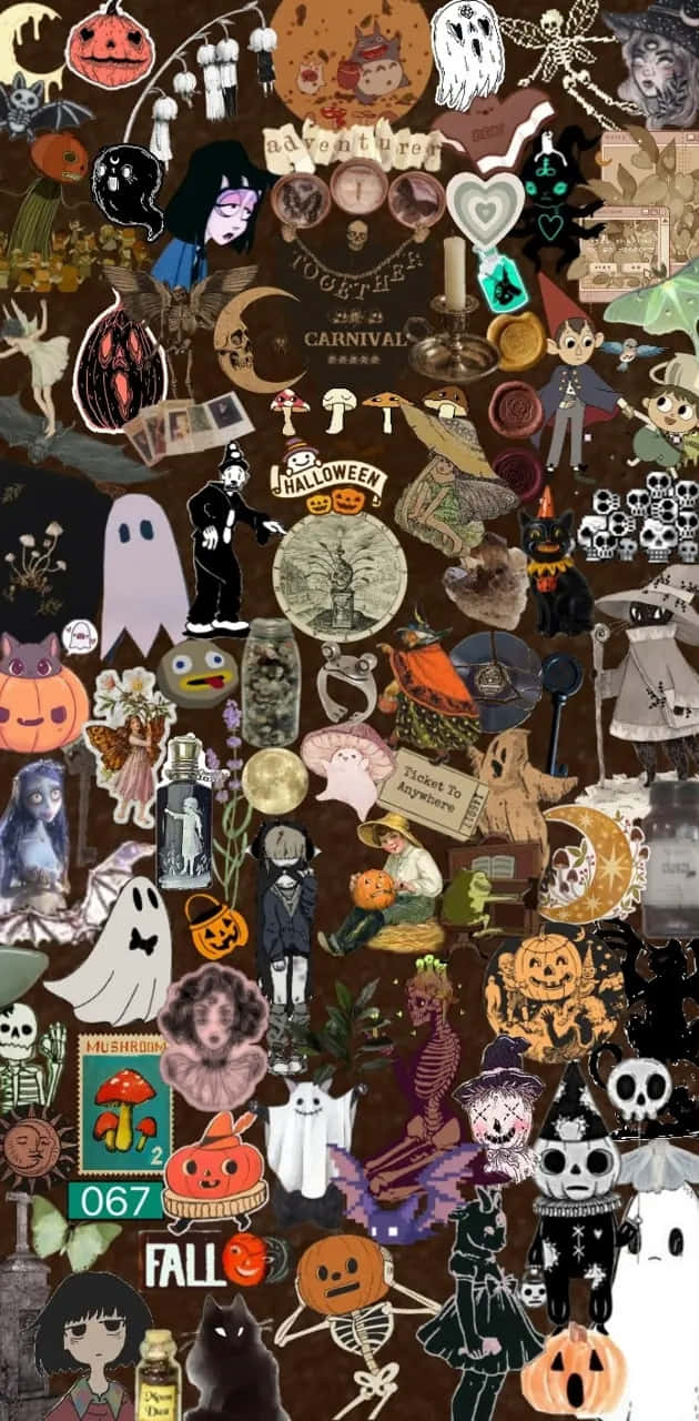 Halloween Collage Aesthetic, ghosts, pumpkins, HD Phone Wallpaper