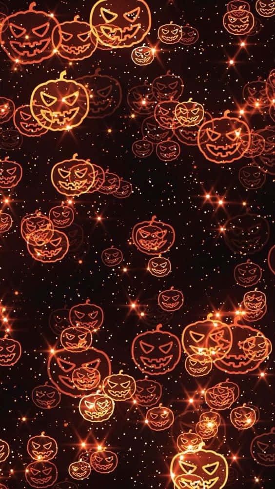 Fall Halloween iPhone, orange lights, jack-o'-lanterns, SD Phone Wallpaper