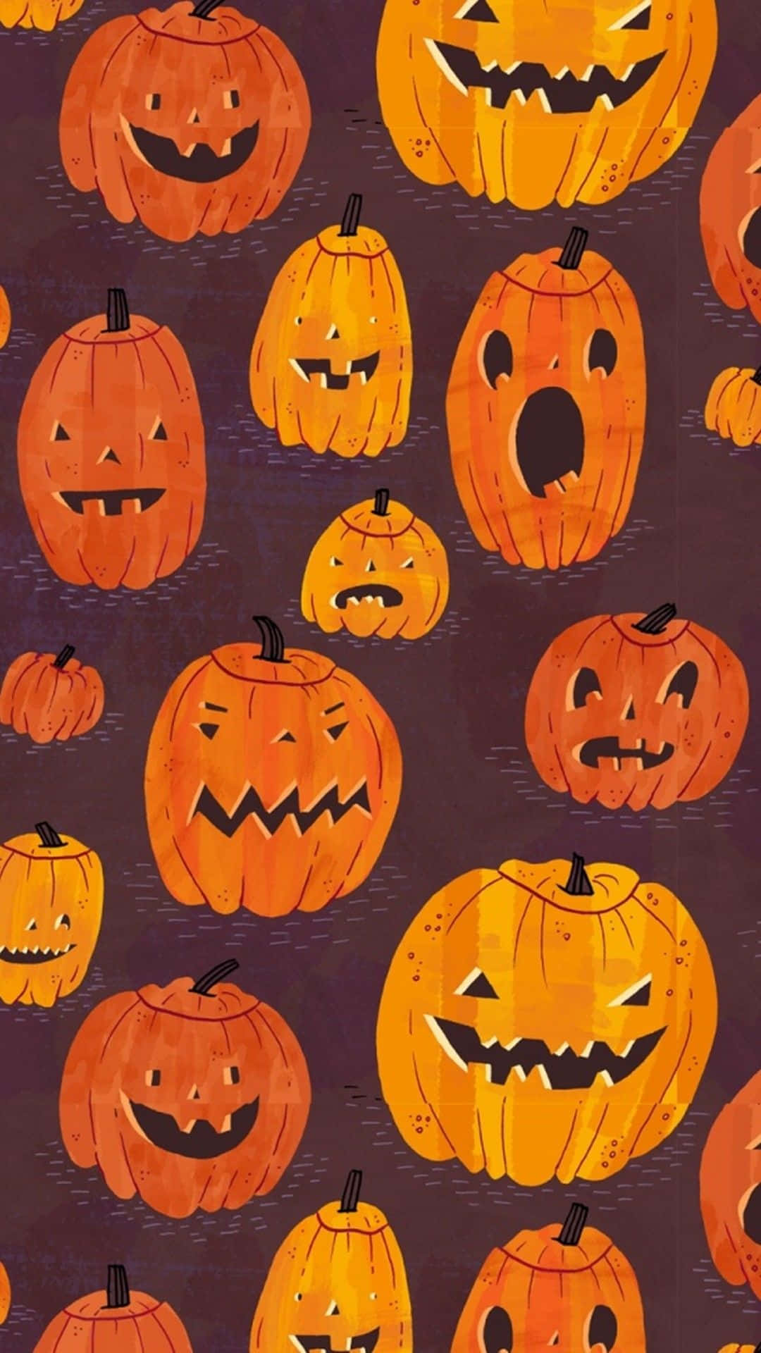 Halloween, iPhone, orange jack-o'-lanterns, Full HD Phone Wallpaper
