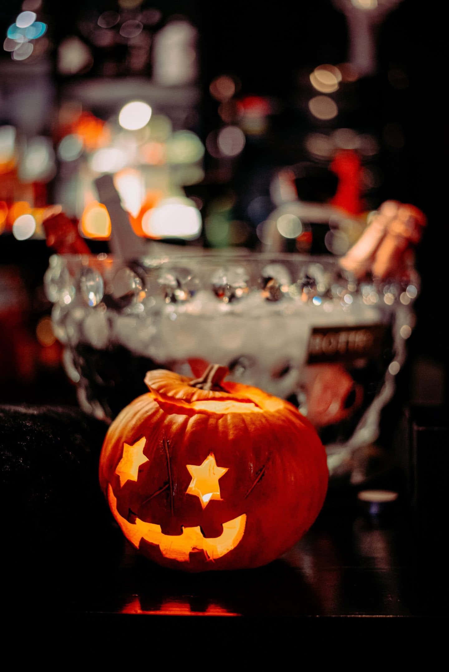 Fall Halloween iPhone, jack-o'-lantern, star-shaped eyes, Full HD Phone Wallpaper