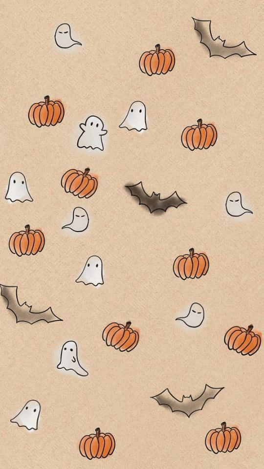 Halloween, ghosts, pumpkins, SD Phone Wallpaper