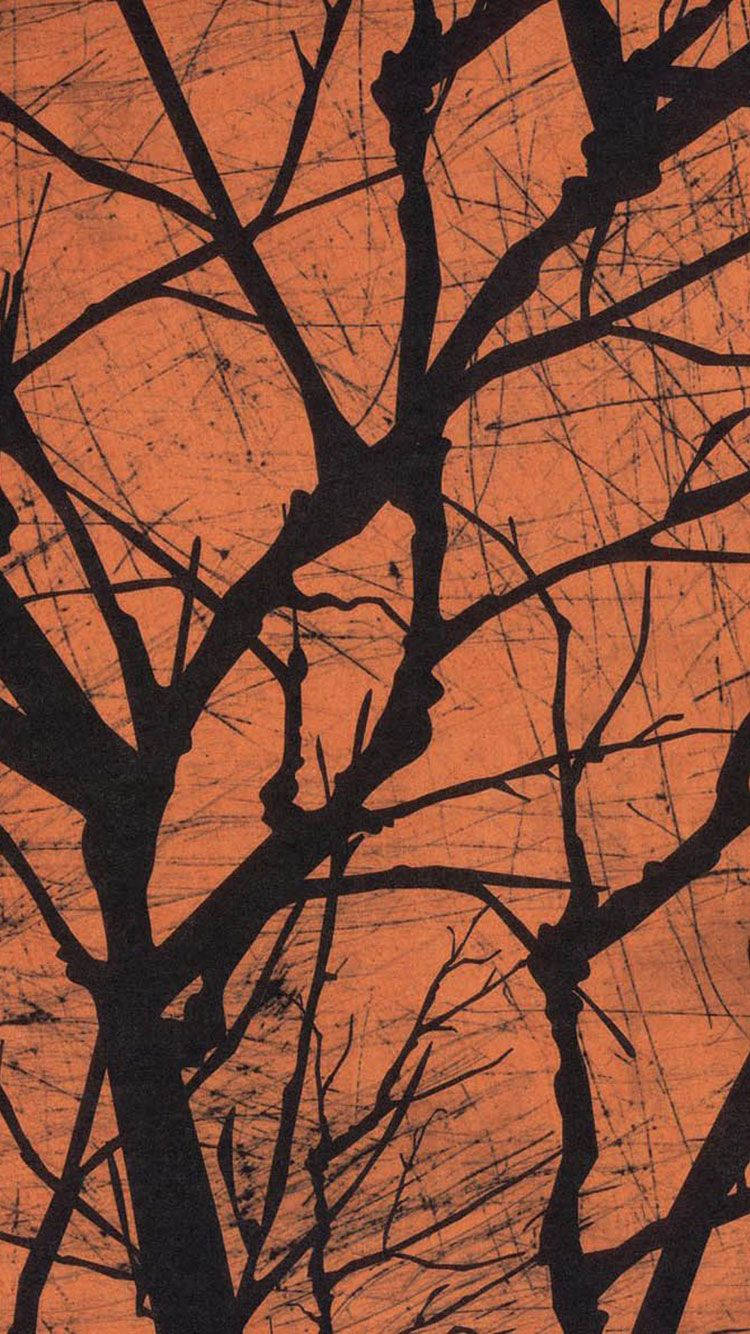 Halloween, iPhone, burnt orange sky, HD Phone Wallpaper