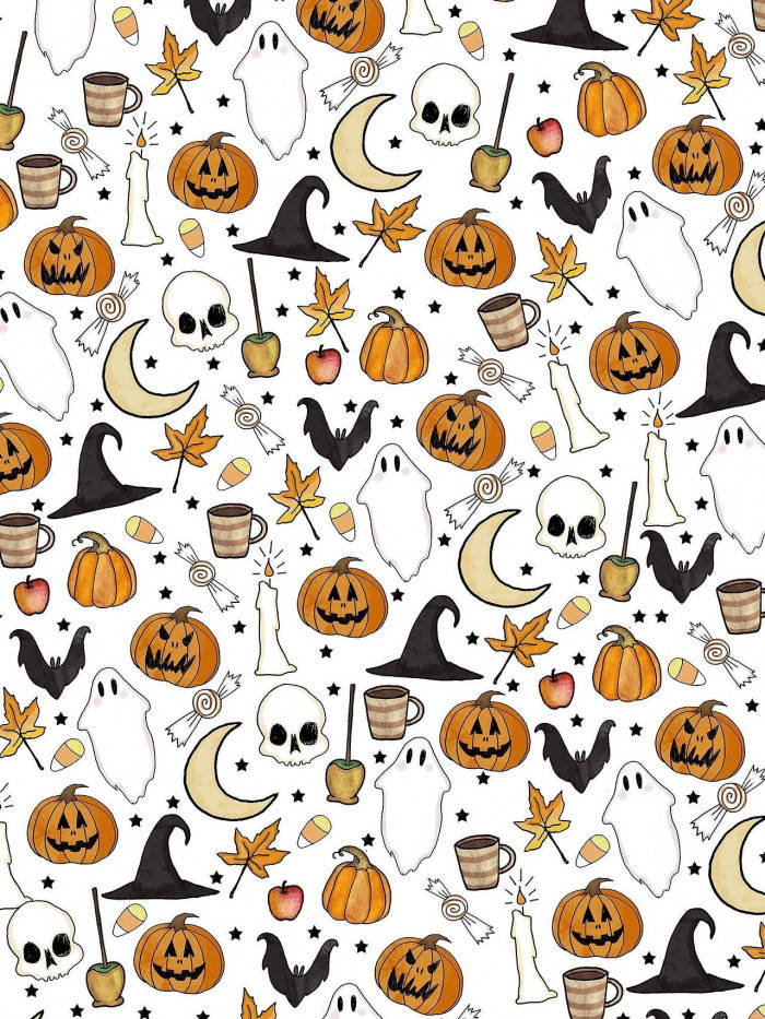 pumpkins, ghosts, bats, SD Phone Wallpaper