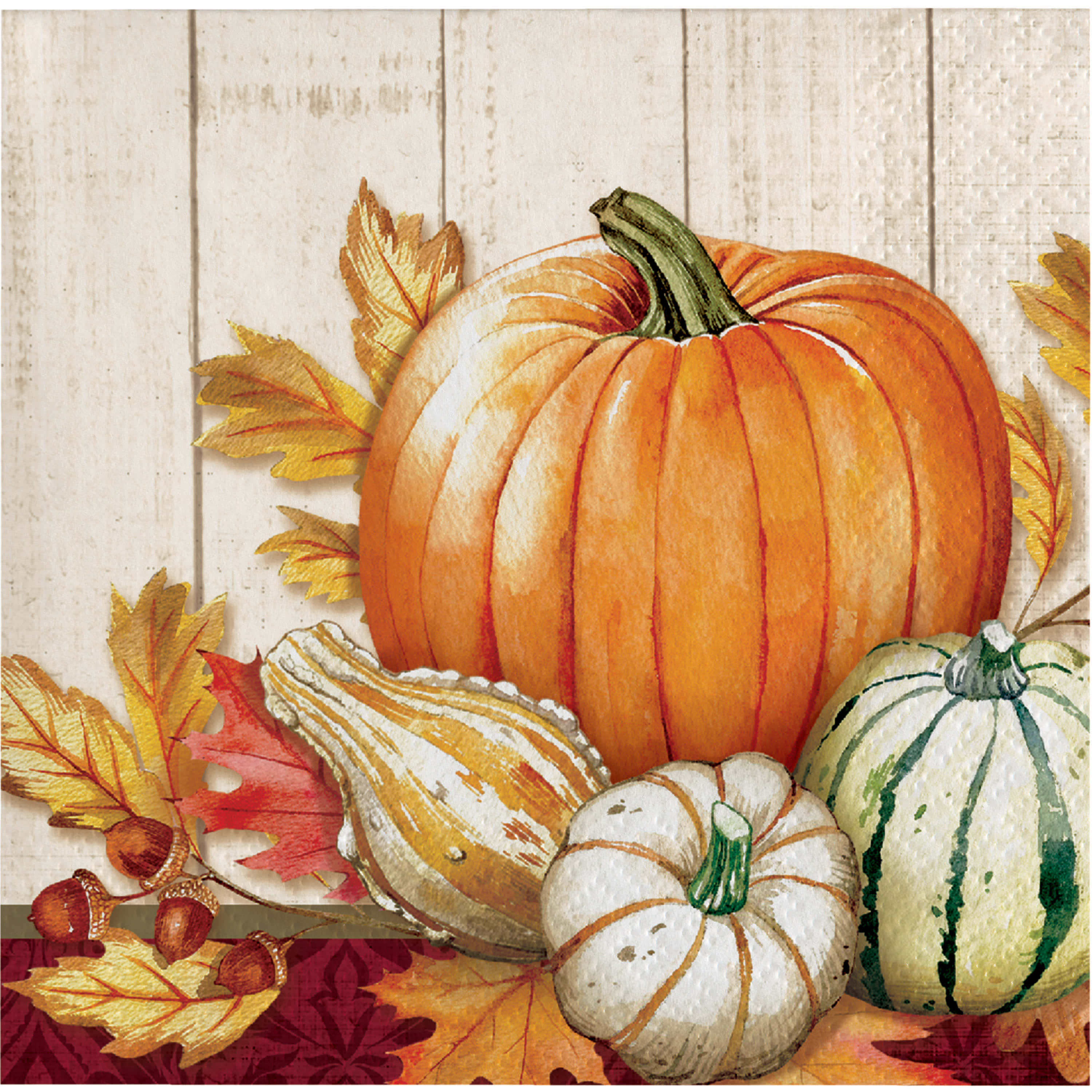autumn bounty, watercolor-style, orange pumpkin, 2K Desktop Wallpaper