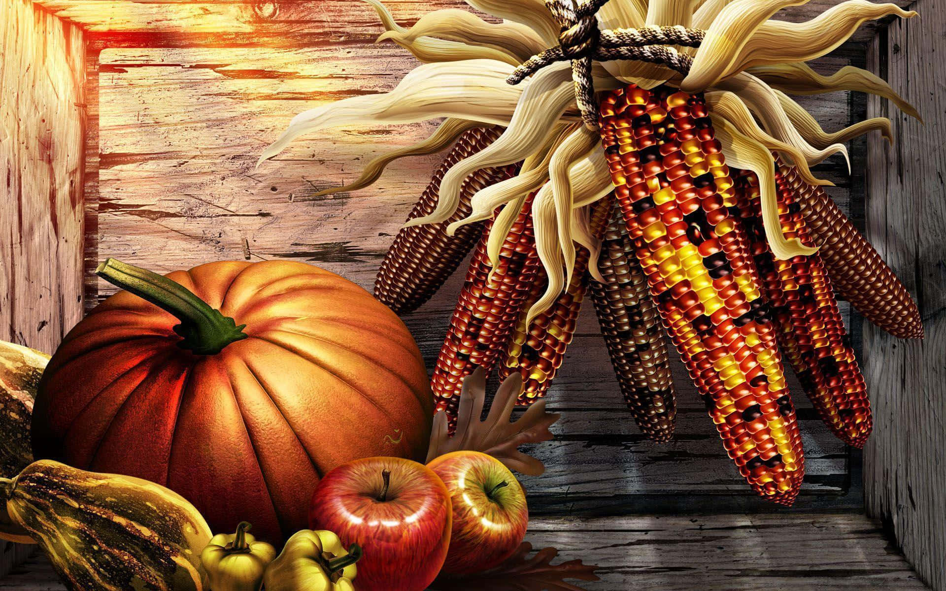Fall Harvest, pumpkins, apples, Full HD Desktop Wallpaper
