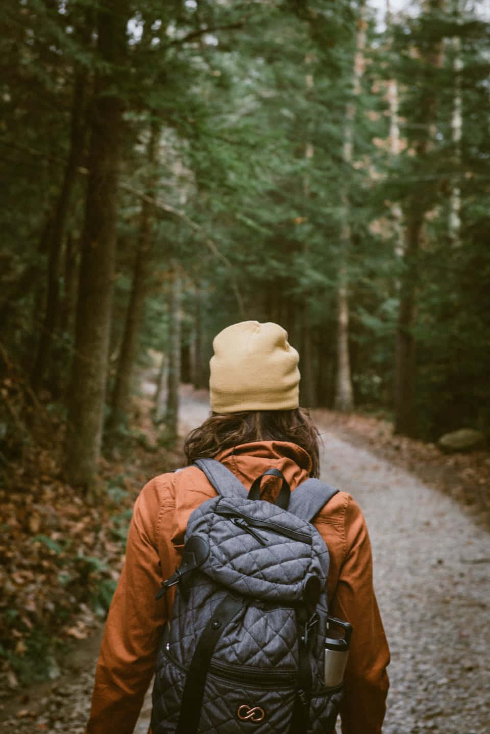 Fall Hikes, beige beanie, orange jacket, HD Phone Wallpaper
