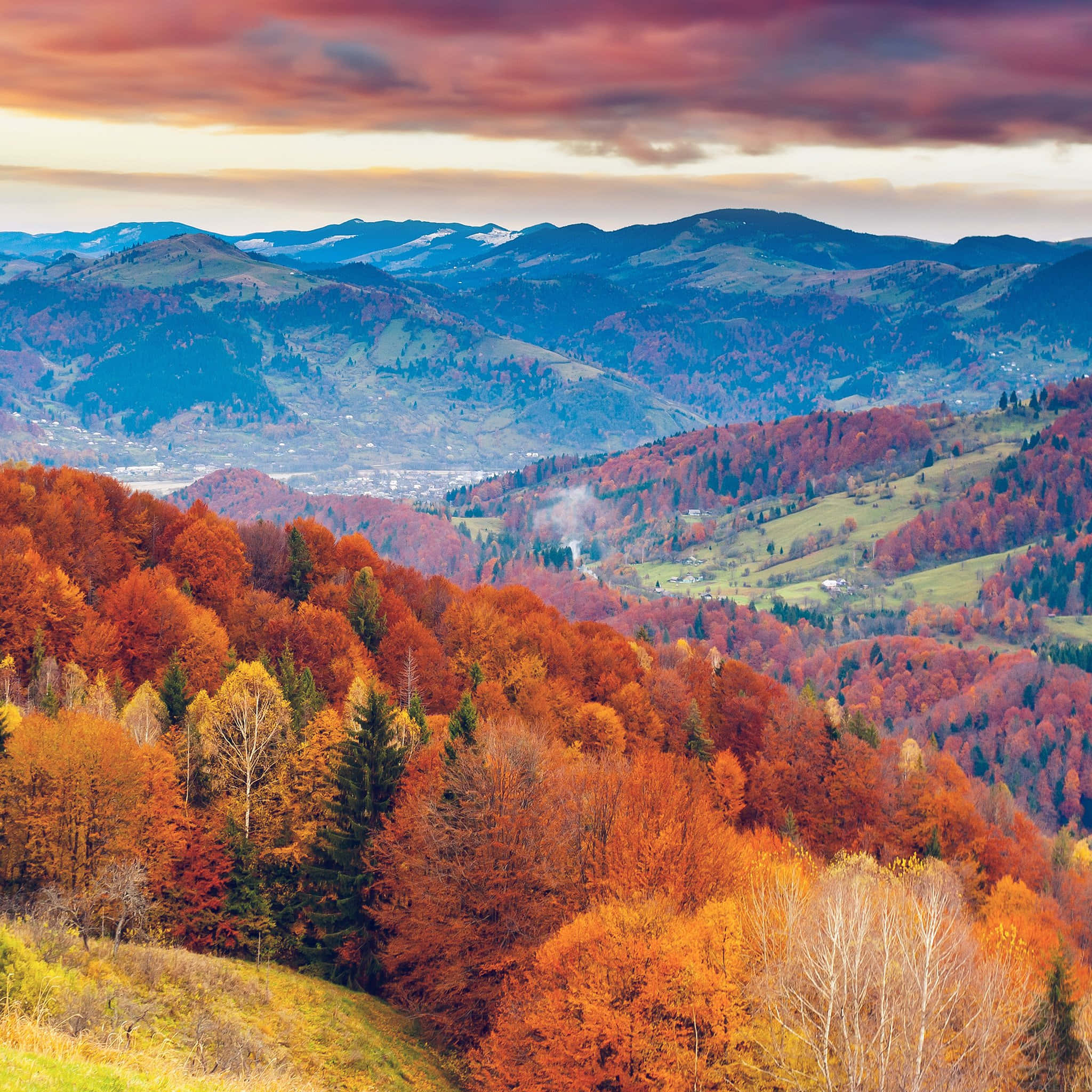 Fall iPad, autumn forests, rolling hills, Full HD Desktop Wallpaper