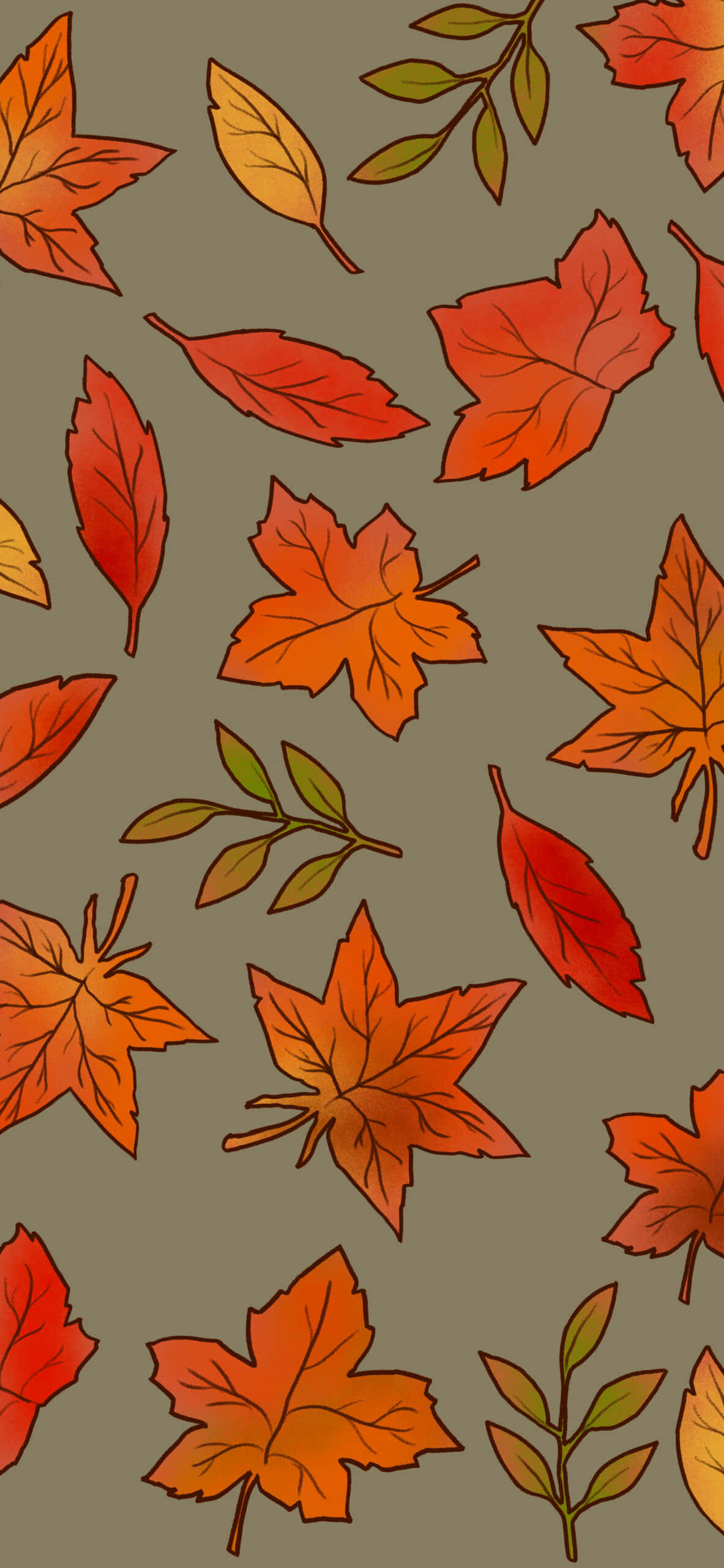 iPhone, Fall Aesthetic, red falling leaves, 2K Phone Wallpaper
