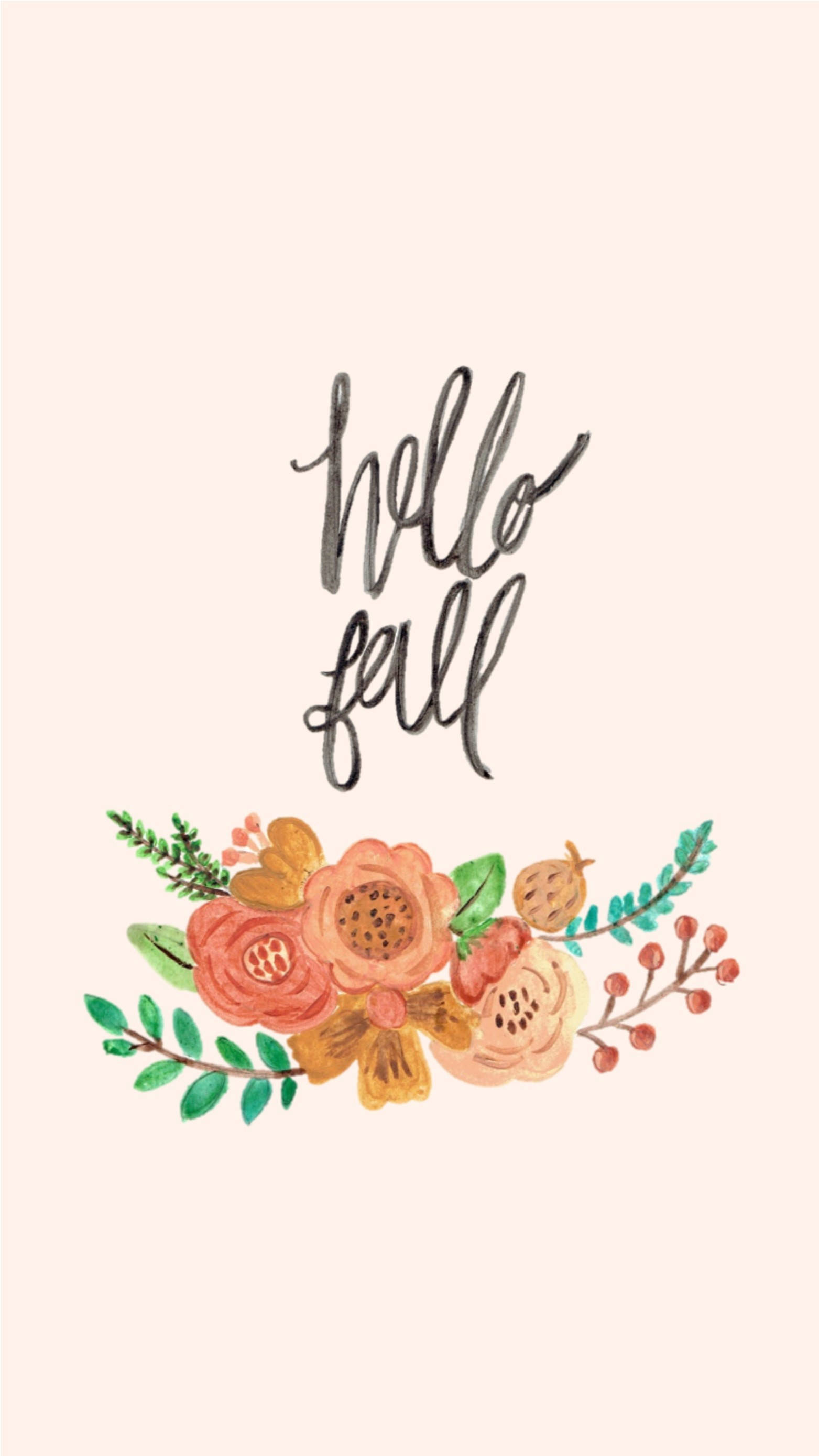 hello fall, watercolor floral arrangement, autumn blooms, 2K Phone Wallpaper