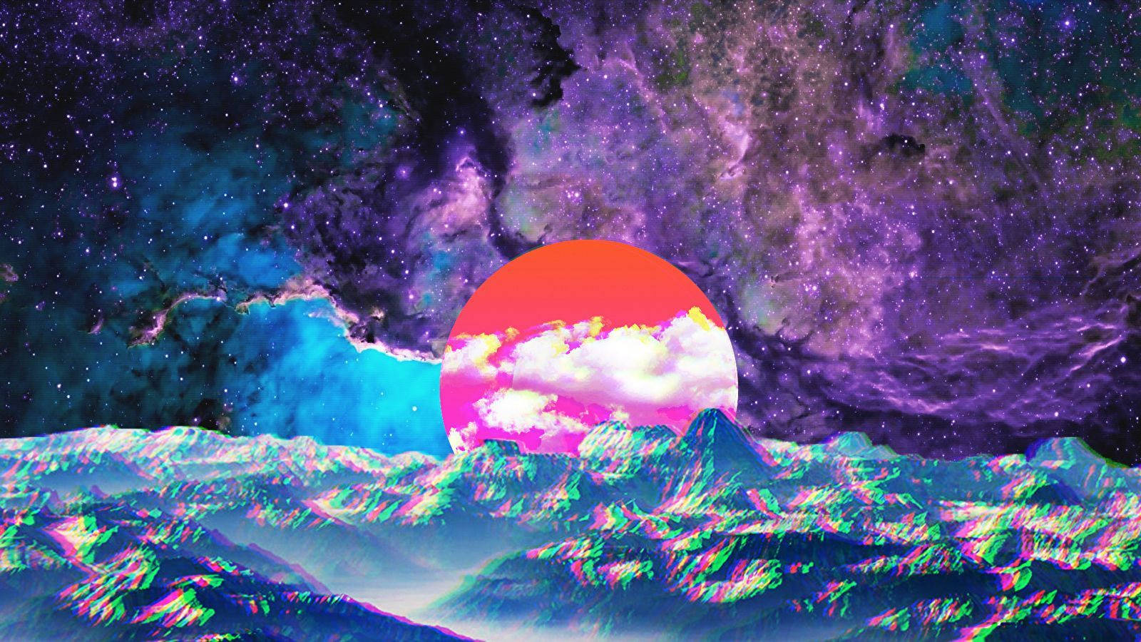 neon wave, galaxy background, surreal cosmic sunset, HD Desktop Wallpaper