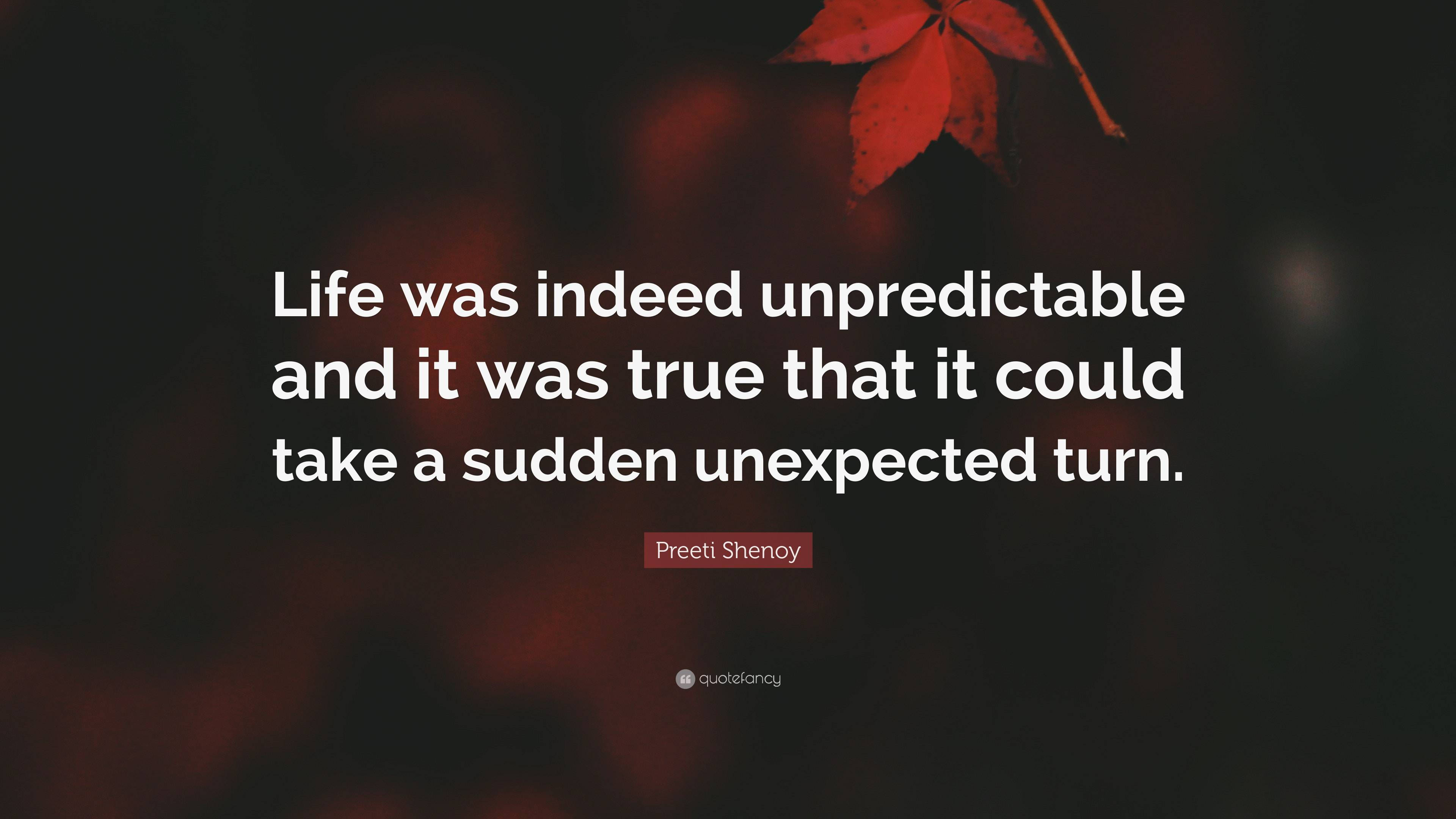 Life Was Indeed Unpredictable Quote, red autumn leaf, dark background, 4K Desktop Wallpaper