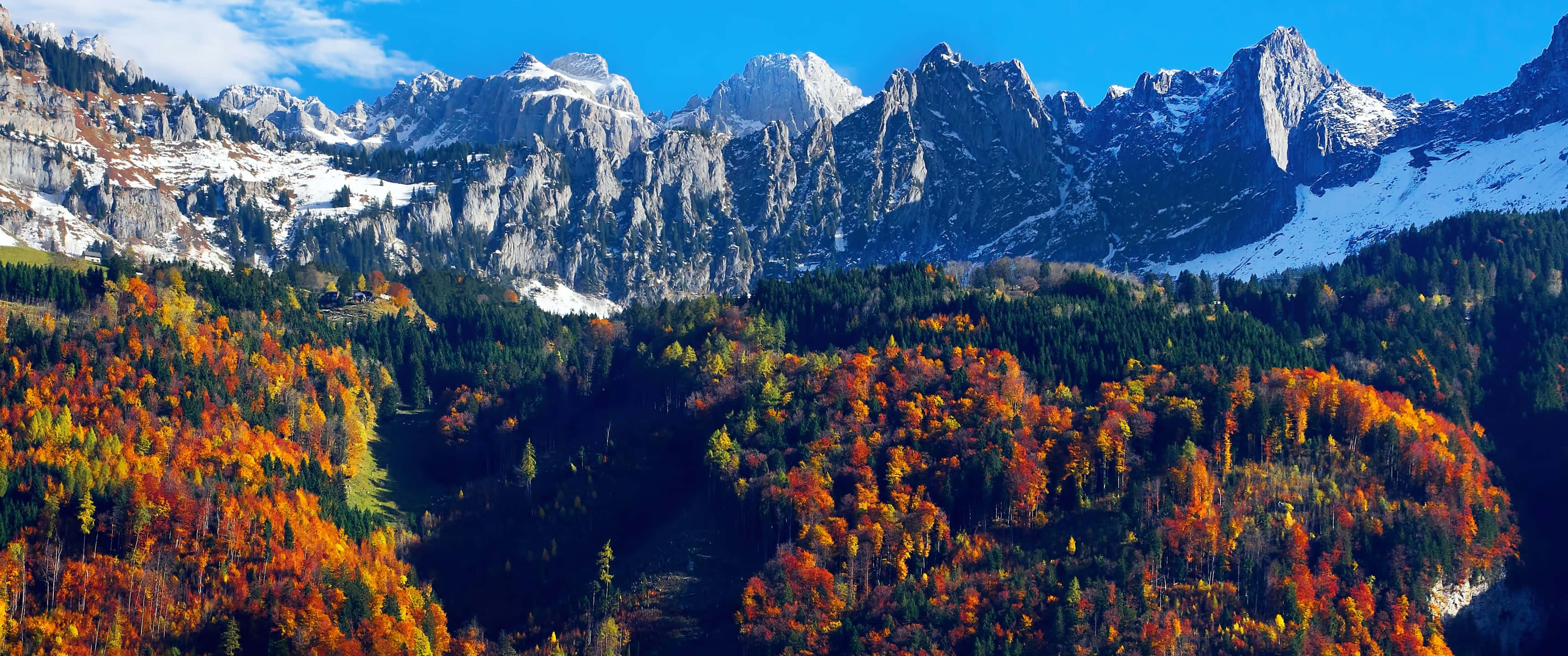 Fall Mountain, autumn orange, gold, 2K Desktop Wallpaper