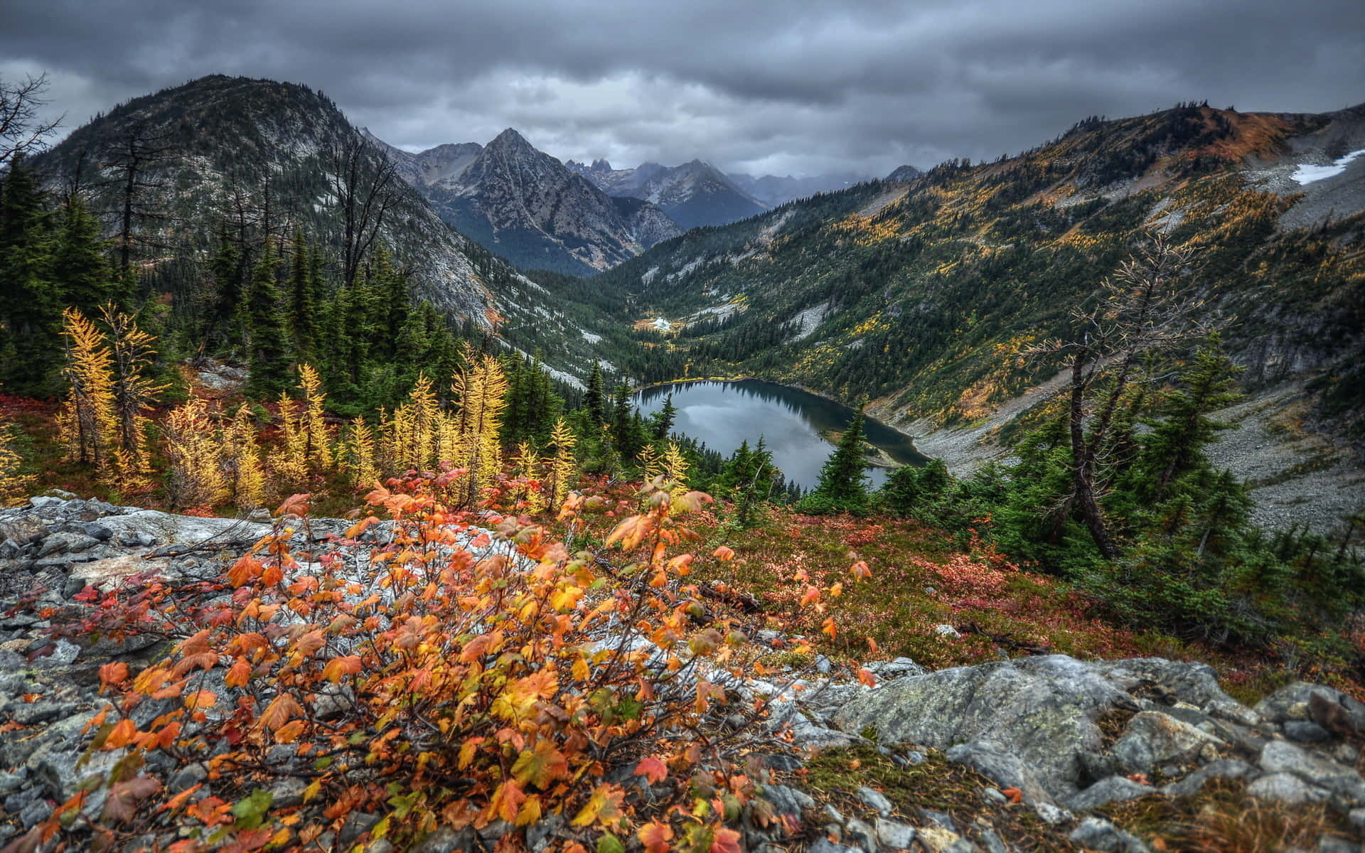 Fall Mountain, mountain valley, calm lake, Full HD Desktop Wallpaper